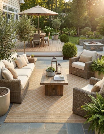 7' 1 x 10' Easy-Clean Lattice Indoor / Outdoor Rug