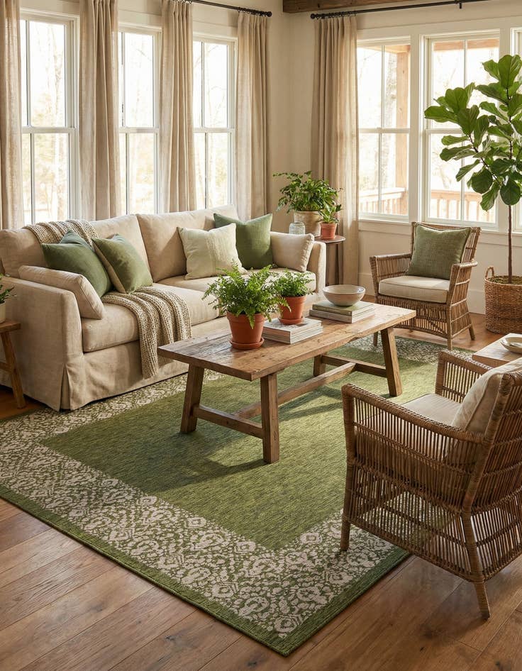 Detail image of 10' x 14'  Washable Border Indoor / Outdoor Rug