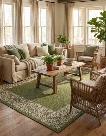 10' x 14' Easy-Clean Border Indoor / Outdoor Rug