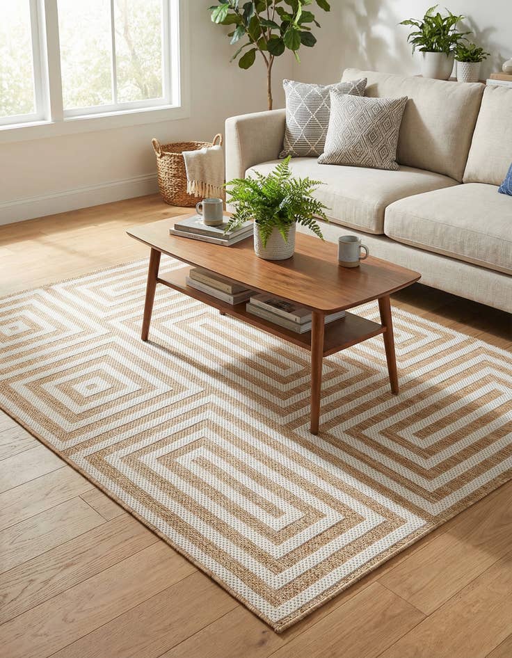 Detail image of  5' 3 x 7'  Washable Modern Indoor / Outdoor Rug