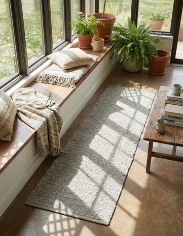 Gray Hand Woven Lattice Wool Runner Rug
