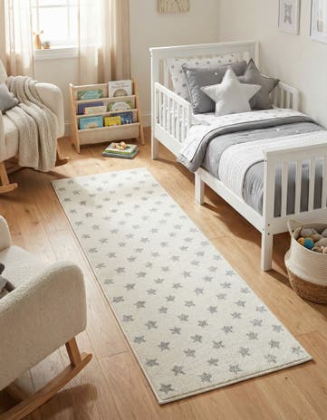 Daisy White Whimsy Kids Runner Rug