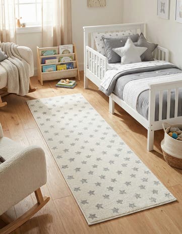 Daisy White Whimsy Kids Runner Rug