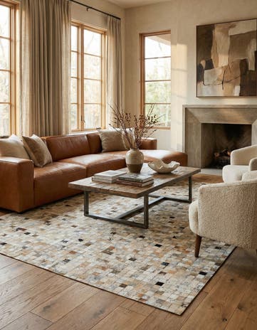 5' 3 x 7' 6 Cowhide Stocks Rug