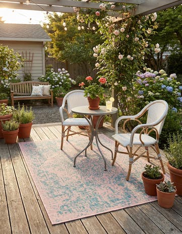 Pink and Aqua Easy-Clean Jill Zarin Dubai Indoor / Outdoor Rug
