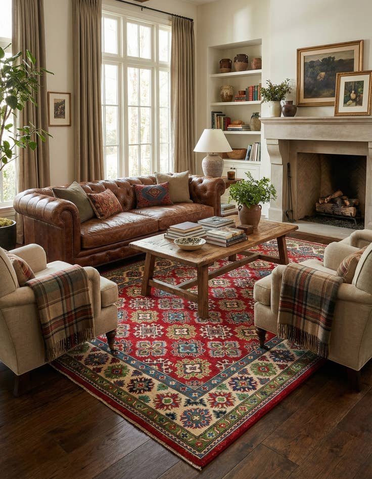 Detail image of 6' 2 x 9'  Hand Knotted Kazak Rug