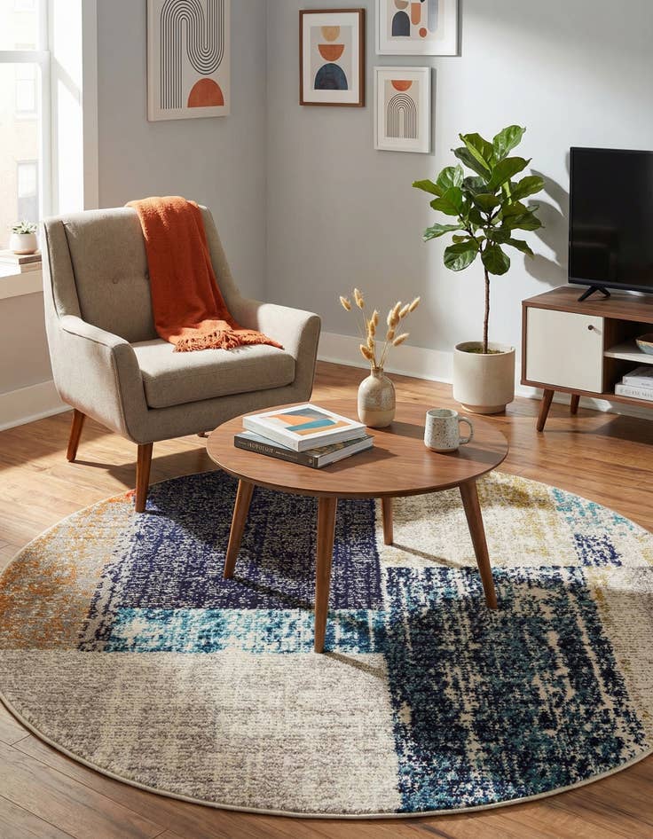 Detail image of  3' 3 x 3' 3  Washable Vivid Round Rug