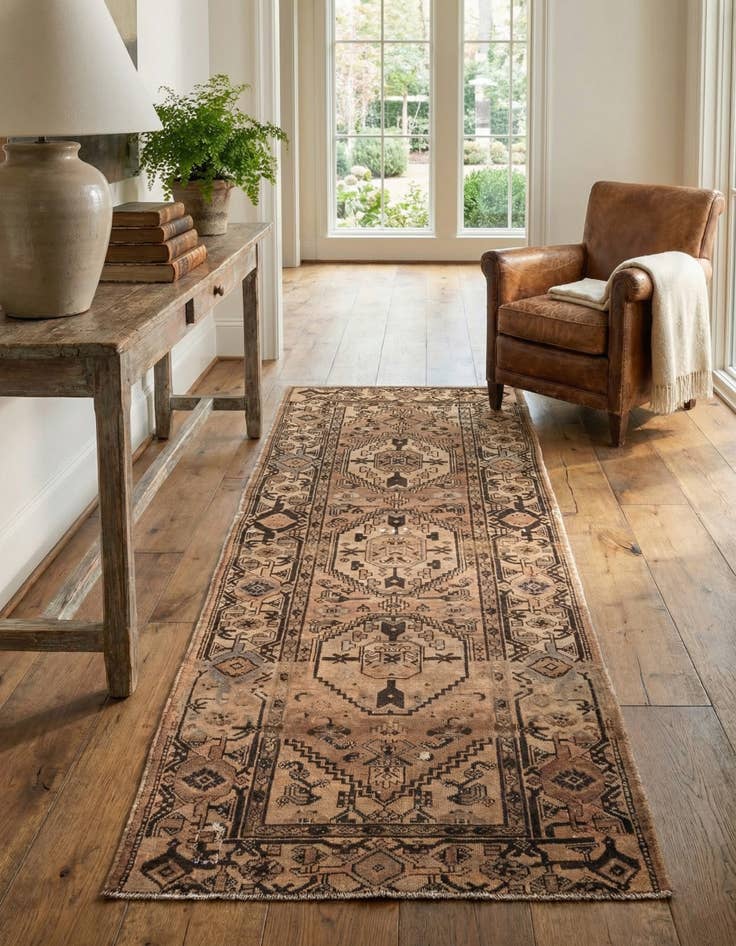 Detail image of  3' 6 x 9'  Hand Knotted Ultra Vintage Persian Wool Runner Rug