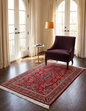 4' 3 x 6' Hand Knotted Sarough Wool Rug
