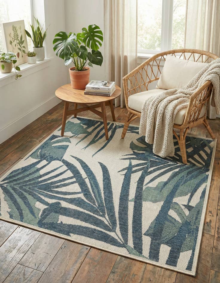 Detail image of 5' 3 x 5' 3  Washable Baja Indoor / Outdoor Square Rug