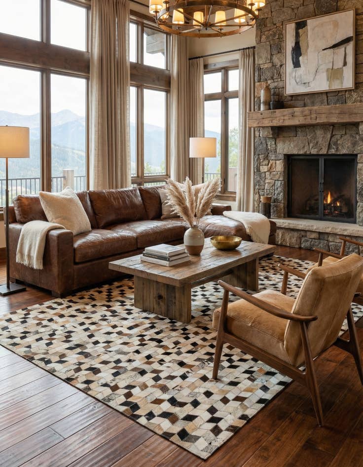 Detail image of 5' x 7' 11 Cowhide - Patchwork Rug