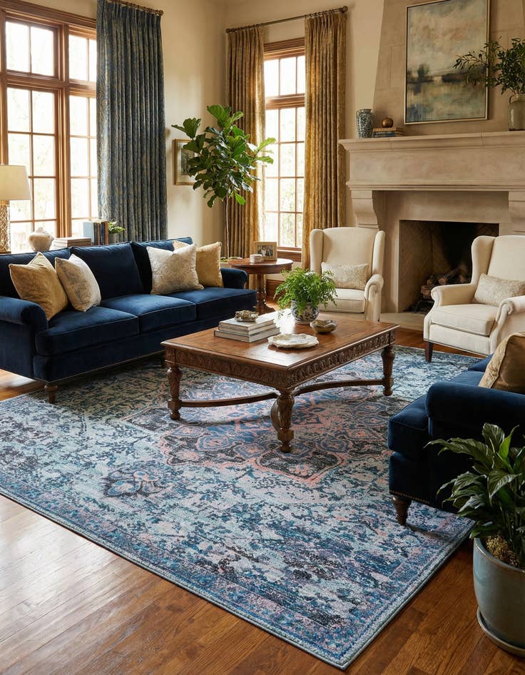 Detail image of 10' 6 x 10' 6  Washable Renaissance Square Rug