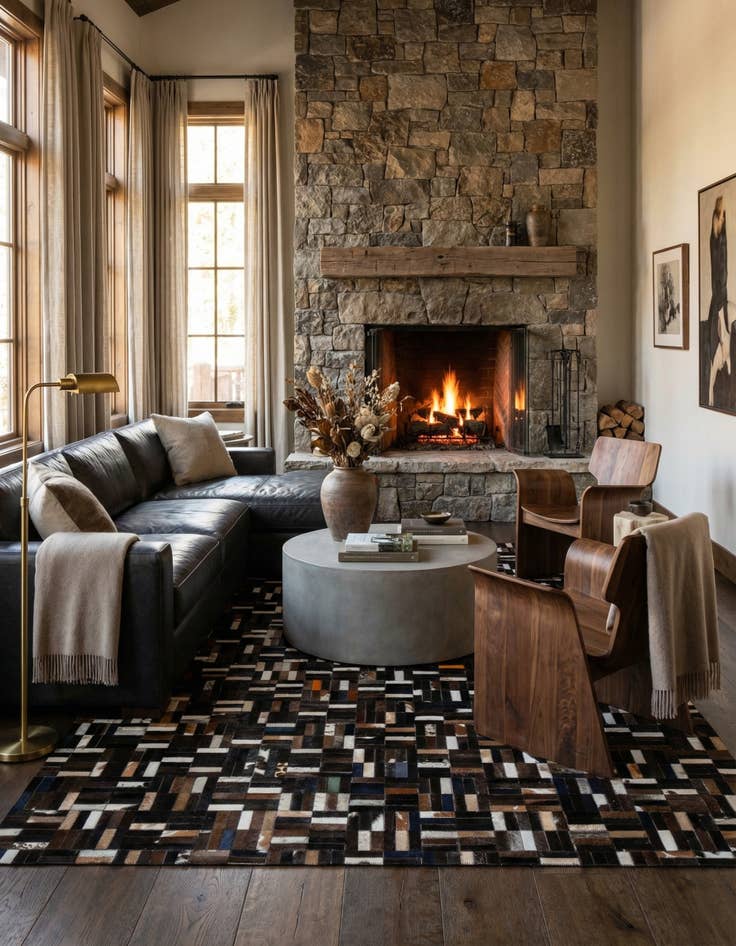 Detail image of  5' 1 x 8' 1 Cowhide - Patchwork Rug