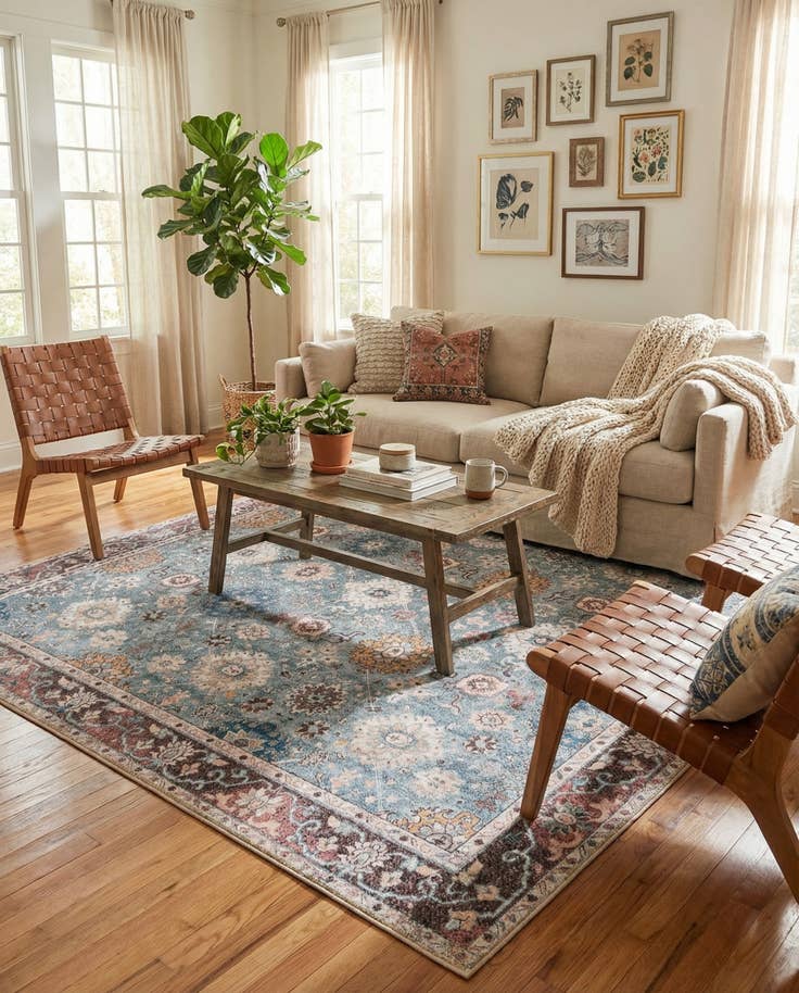 Detail image of 7' 10 x 7' 10 Washable Timeless Square Rug