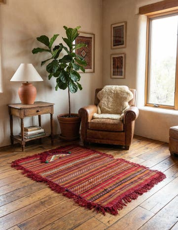 2' 10 x 4' 1 Hand Woven Kilim Fars Wool Rug