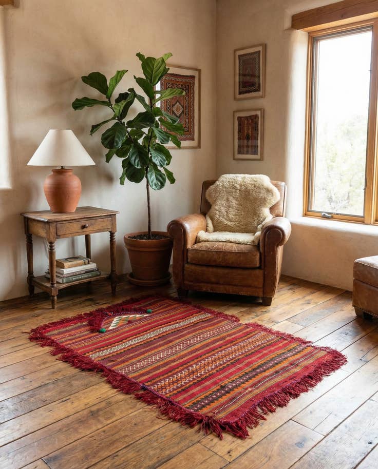 Detail image of 2' 10 x 4' 1 Hand Woven Kilim Fars Wool Rug