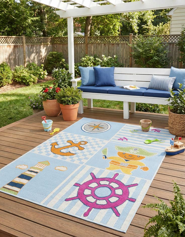 Detail image of  5' 3 x 7' 7  Washable  Indoor / Outdoor Rug