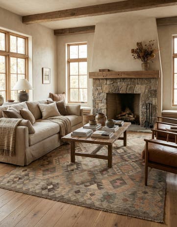 5' 8 x 7' 11 Hand Knotted Kilim Maymana Wool Rug