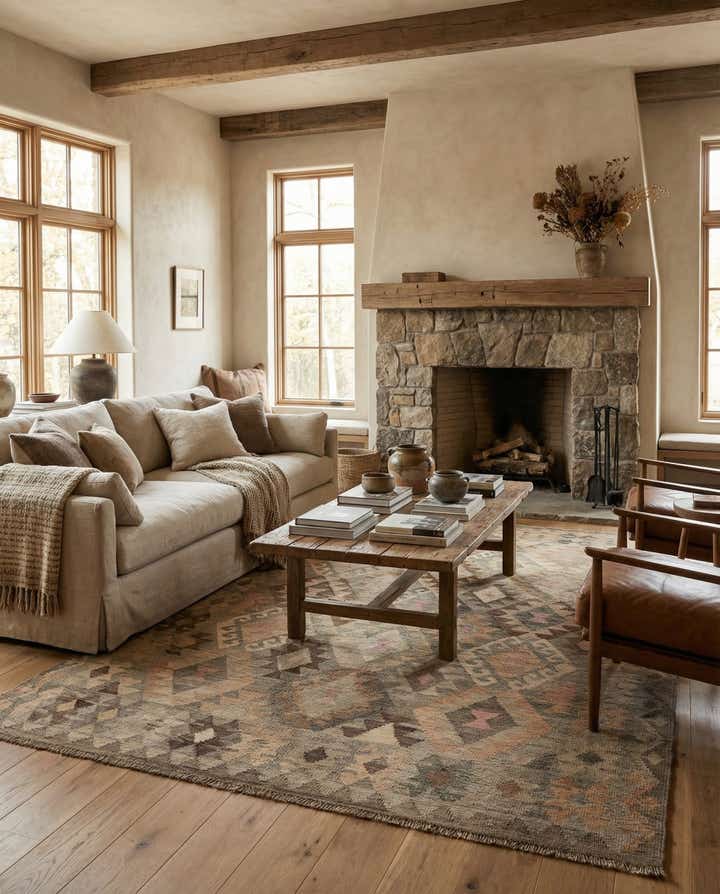 5' 8 x 7' 11 Hand Knotted Kilim Maymana Wool Rug