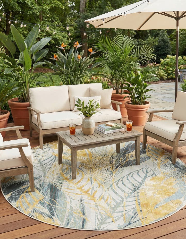 7' 10 x 7' 10 Easy-Clean Botanical Indoor / Outd...