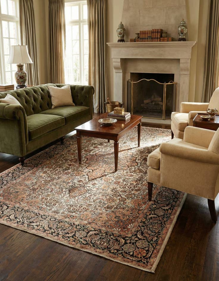 Detail image of  5' 10 x 9' 5  Hand Knotted Kashmir Oriental Rug