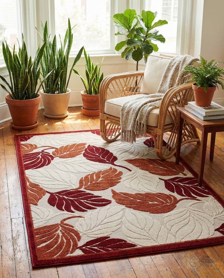 Detail image of 4' x 6' Easy-Clean Botanical Indoor / Outdoor Rug