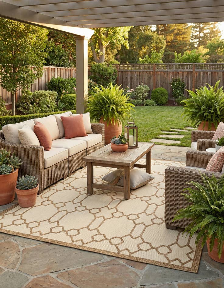 Detail image of  6' x 9'  Washable Lattice Indoor / Outdoor Rug