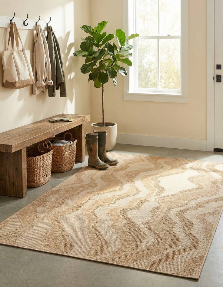 Detail image of  5' x 7' 6  Washable Modern Indoor / Outdoor Rug