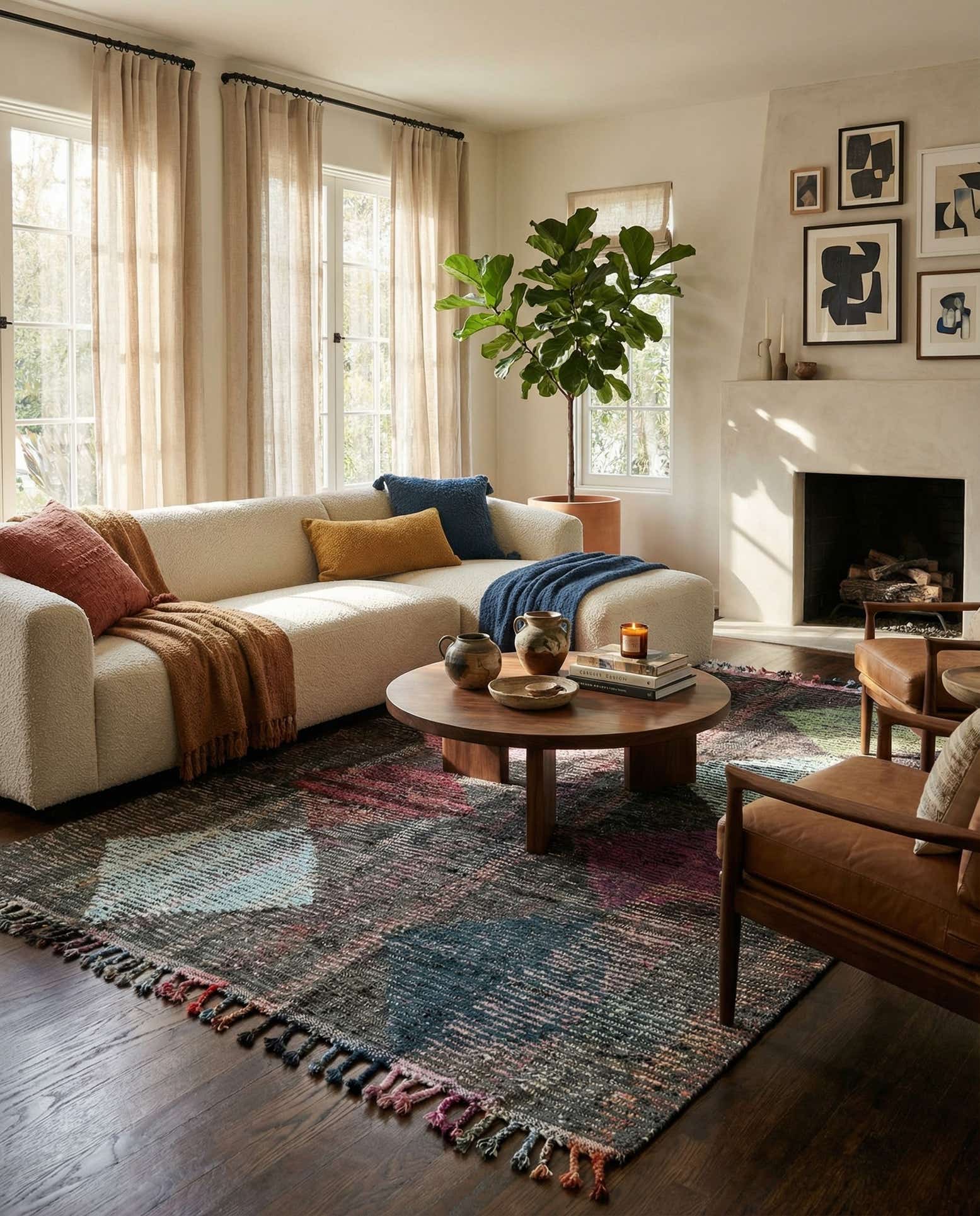 5' 8 x 8' 2 Hand Knotted Moroccan Wool Rug