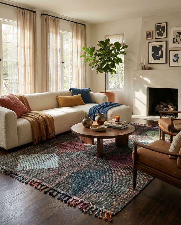 5' 8 x 8' 2 Hand Knotted Moroccan Wool Rug