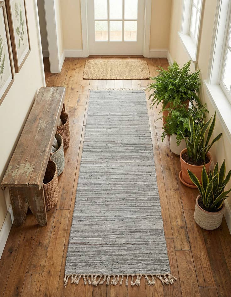 Detail image of  2' 7 x 9' 10  Hand Woven Chindi Cotton Runner Rug