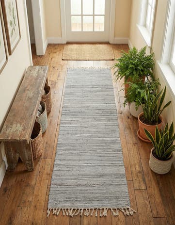 2' 7 x 9' 10 Hand Woven Chindi Cotton Runner Rug