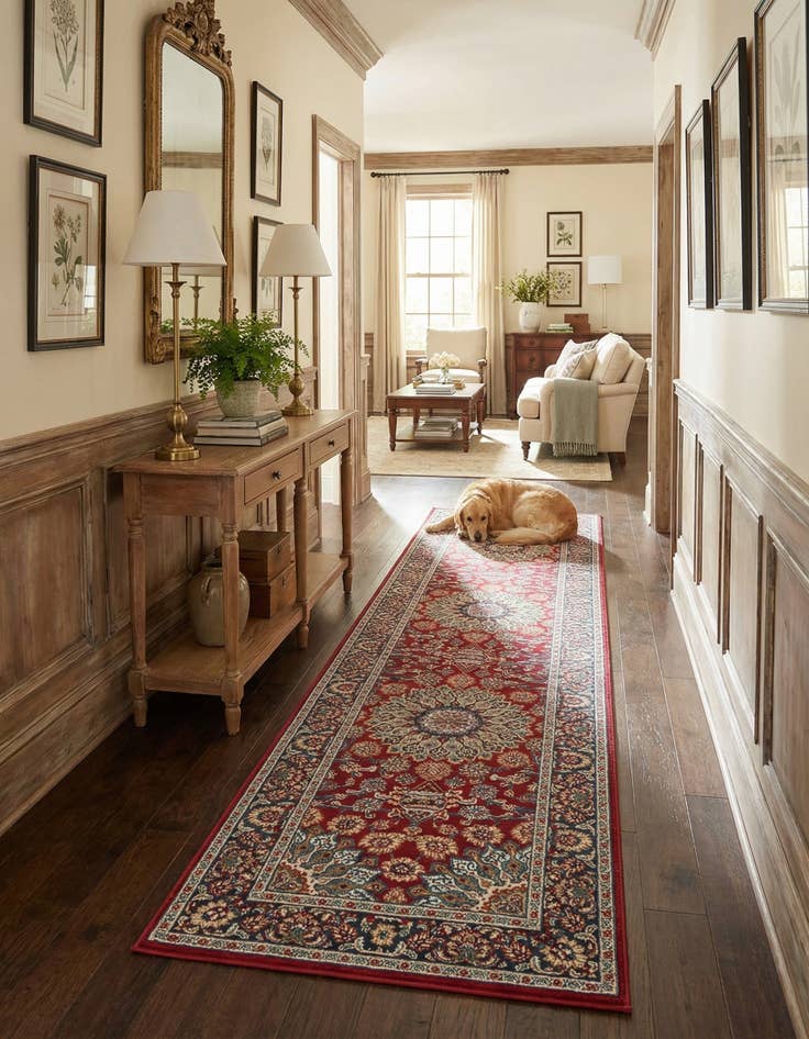 Detail image of 2' 7 x 12'  Washable Traditional Indoor / Outdoor Runner Rug