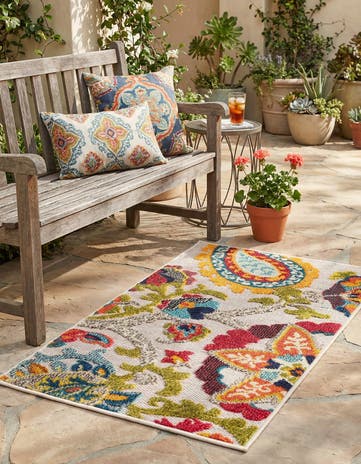 Multi Beige Easy-Clean Casablanca Indoor / Outdoor Rug