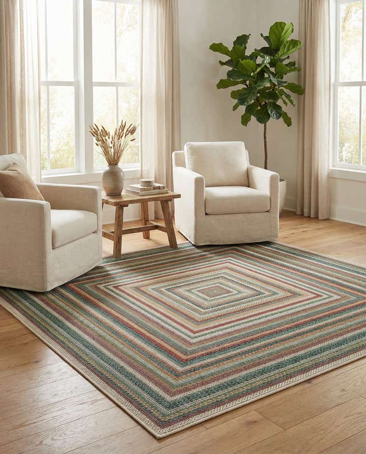 5' 3 x 5' 3 Easy-Clean Baja Indoor / Outdoor Square Rug
