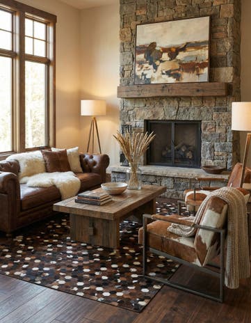 5' x 8' Cowhide Leather Rug