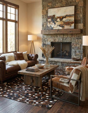 5' x 8' Cowhide Leather Rug