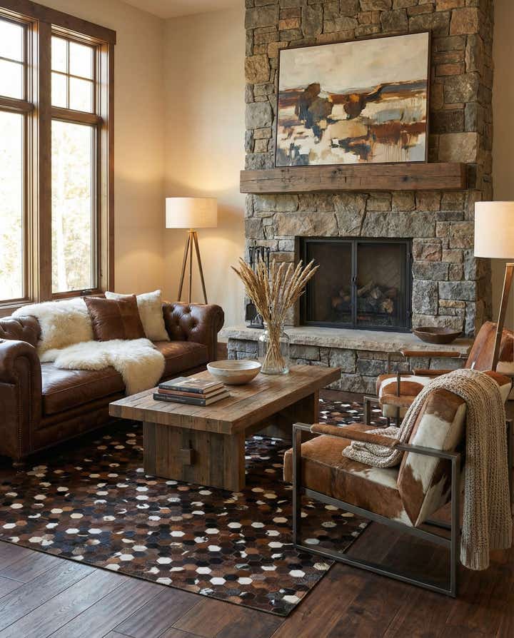 5' x 8' Cowhide Leather Rug