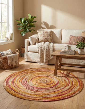 4' 1 x 4' 1 Handmade Braided Jute Round Rug