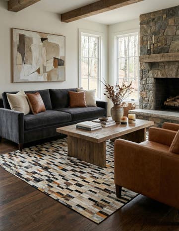 5' x 8' 2 Cowhide - Patchwork Rug