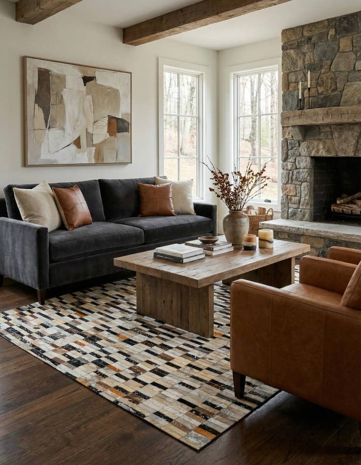 Detail image of  5' x 8' 2 Cowhide - Patchwork Rug