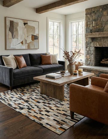 5' x 8' 2 Cowhide - Patchwork Rug