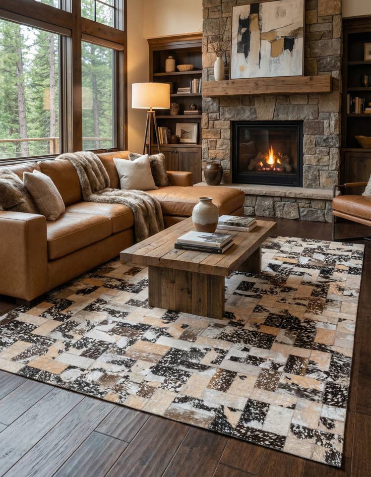 Detail image of 5' 2 x 8' 2 Cowhide Rug