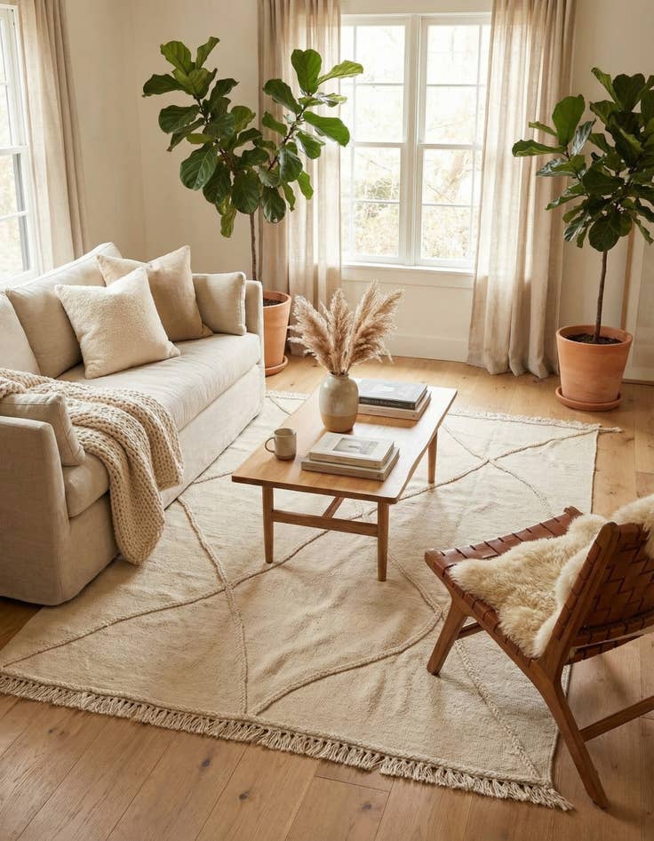 Detail image of 4' 2 x 6'  Hand Knotted Moroccan Wool Rug