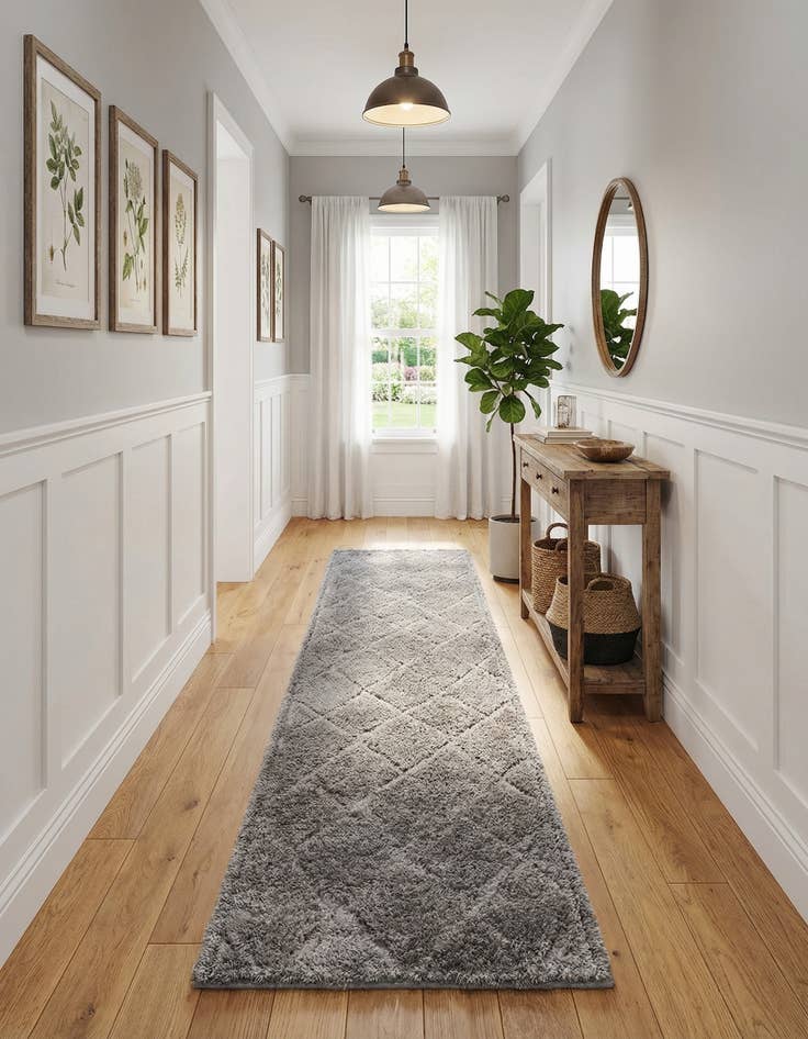 Detail image of 2' 7 x 10' Trellis Shag Runner Rug