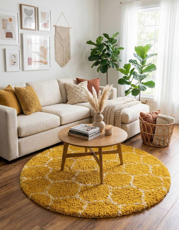 Detail image of  7' 10 x 7' 10 Lattice Shag Round Rug