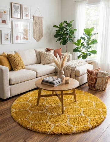 7' 10 x 7' 10 Lattice Shag Round Rug