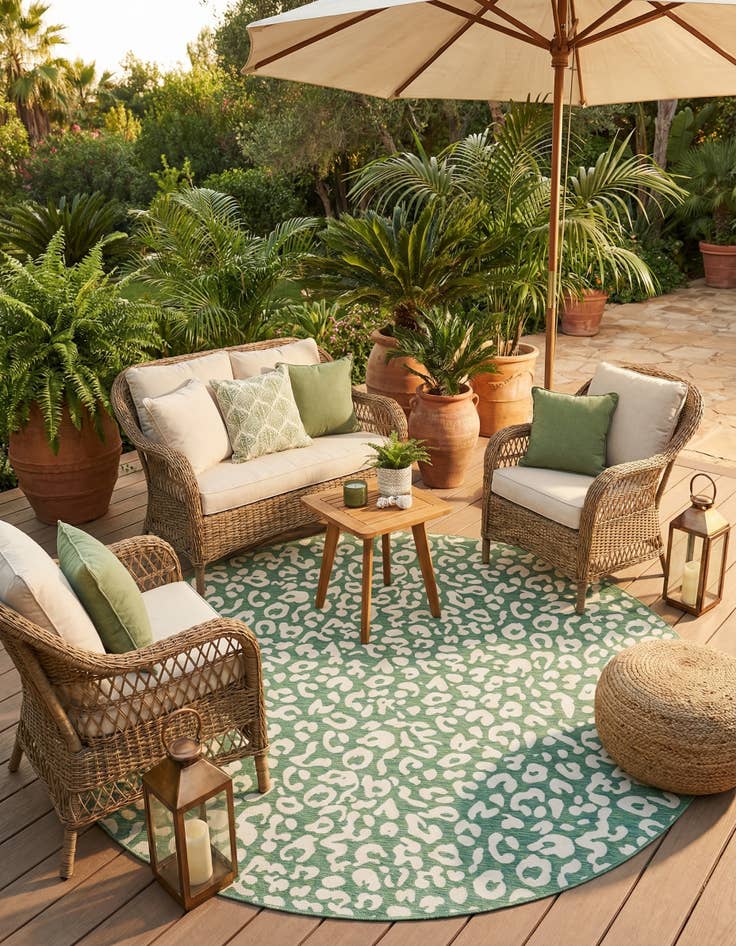 Detail image of 13' x 13'  Washable Safari Indoor / Outdoor Round Rug