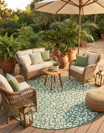 13' x 13' Easy-Clean Safari Indoor / Outdoor Round Rug