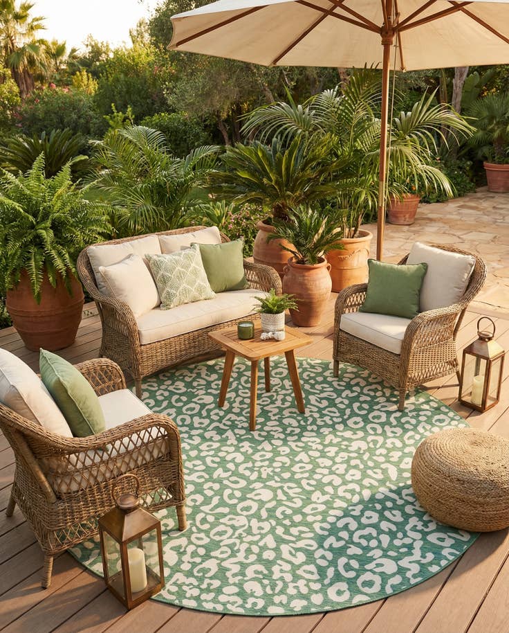 Detail image of 13' x 13' Easy-Clean Safari Indoor / Outdoor Round Rug